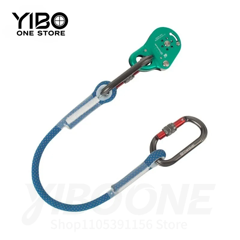 1PCS Dual-Gear Adjustment Aluminum Alloy Fall Arrester Rock Climbing Anti-Fall Protection Device with Lanyard and Carabiner