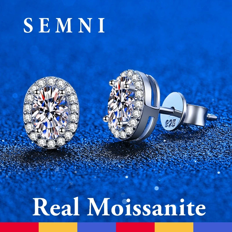 

SEMNI оптовая продажа 2CT серьги-гвоздики с муассанитом для женщин и девочек Halo Diamond свадебные серьги роскошные свадебные украшения для подружек невесты GRA