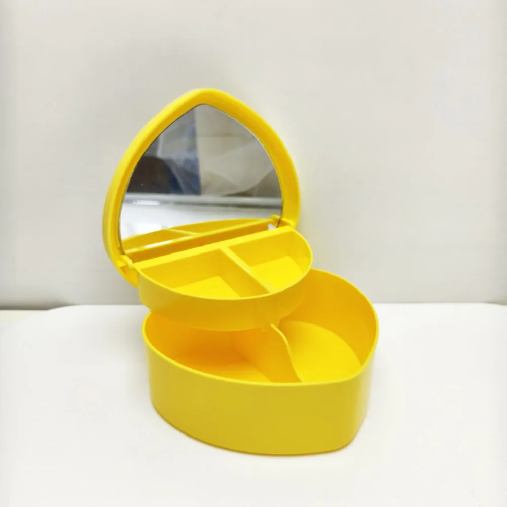 Heart Shape Jewelry Box Double Layer with Mirror