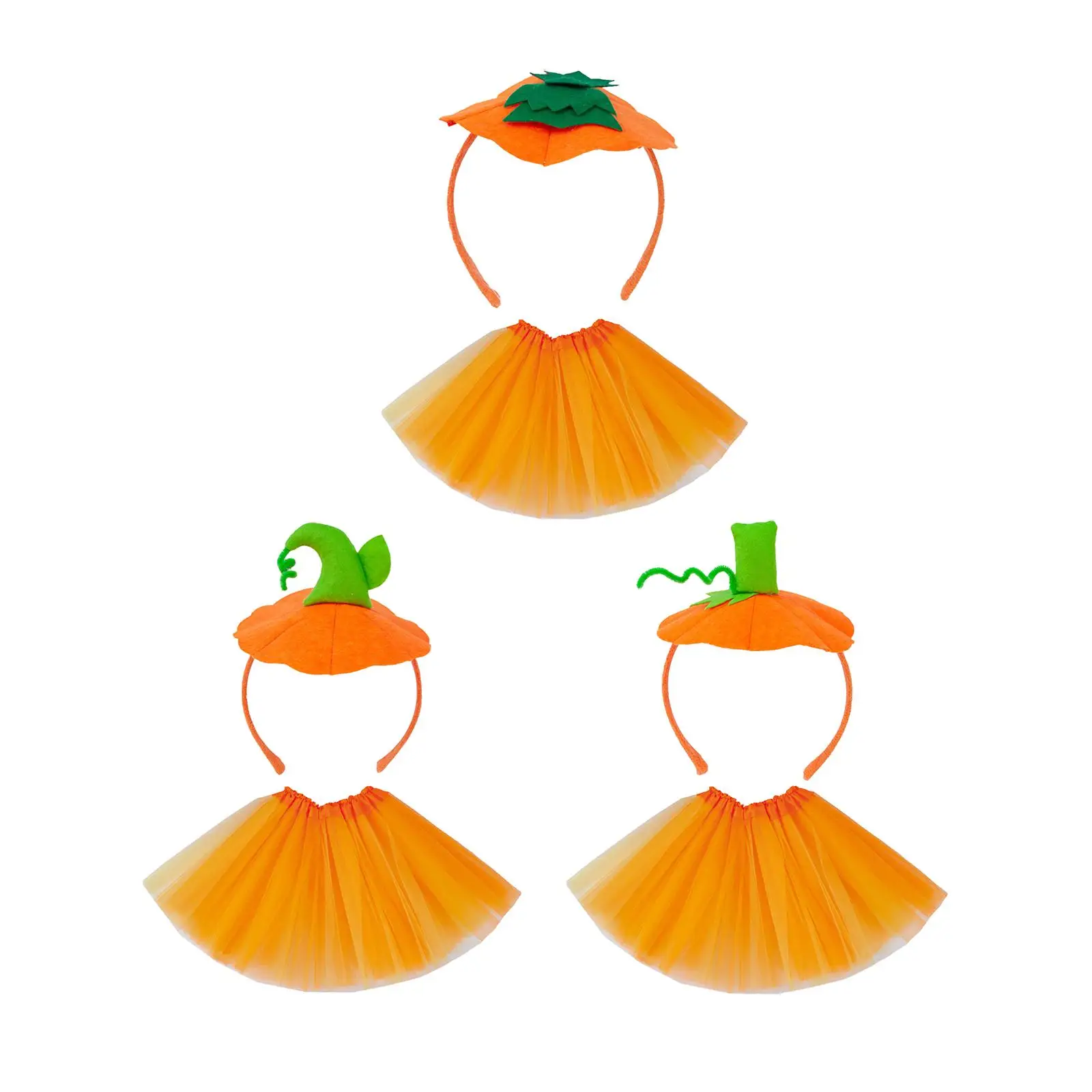 

Halloween Pumpkin Headband with Skirt Funny Cute Hair Hoop for Party Photo Props