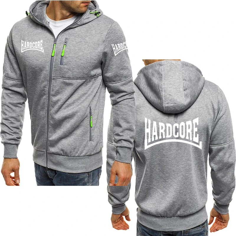 2025 men's hoodie comfortable top Hardcore printed Harajuku fashion casual Spring autumn solid color zipper jacket