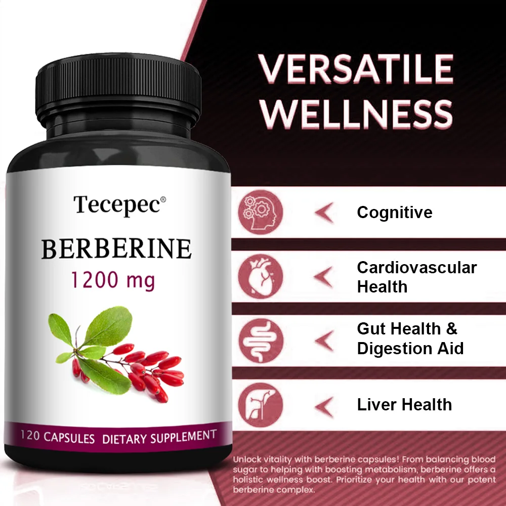 Premium Berberine Supplement - 1200 Mg Berberine Per Serving - Non-GMO, Immune, Cognitive, Cardiovascular, Gut, Liver Support