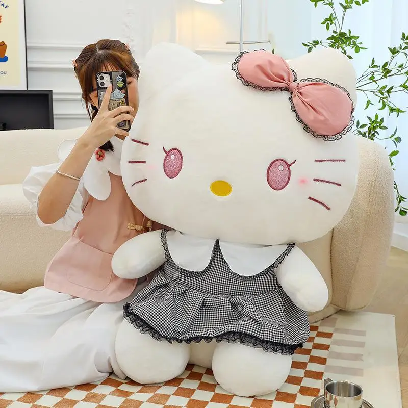 Sanrio dunkle kt Katze Plüsch tier Katie Katze Puppe gefüllt Anime Puppe Cartoon niedlichen kleinen Katze Puppe Puppe Kinder Geschenk Kinder Spielzeug