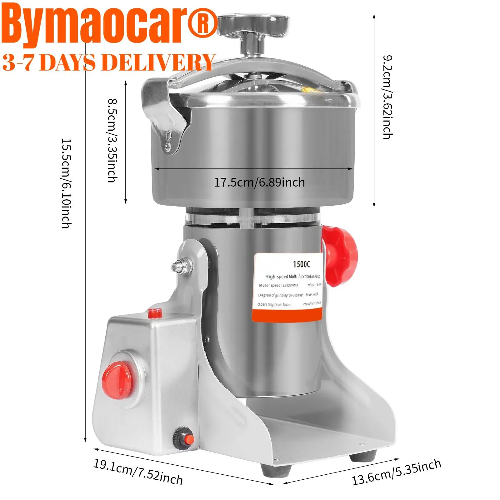 Elektryczny młynek do zboża 1500g z funkcją timera, 4100W, szybki, komercyjny pulverizer do suchych ziół, zboża, przypraw, kawy i nasion.