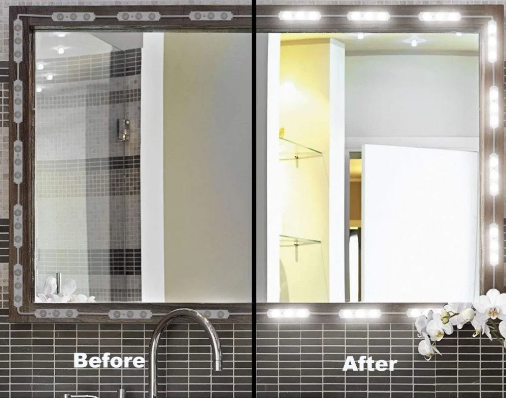 طقم إضاءة مرآة الغرور LED بطول 12 قدمًا، 60 مصباح LED، أضواء مرآة مكياج بيضاء قابلة للتعتيم لطاولة الزينة والحمام (المرآة غير متضمنة)