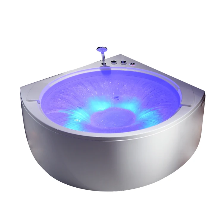 Bathroom Corner Bathtub Whirlpool Massage Jakuzzi Acrylic 2 Person Jet Round SPA Hot Bath Tub With LED1500x1500x640mm