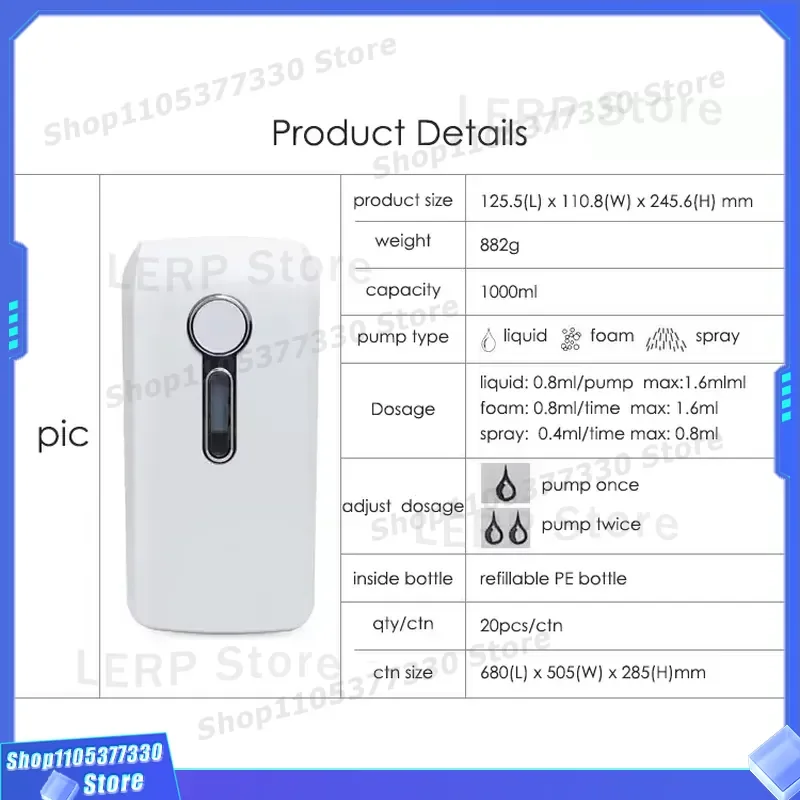 1000ml Wall Mounted Automatic Foam Soap Dispenser Dual Head Plastic Hand Sanitizer Bottle Refillable for Office Bathroom Home