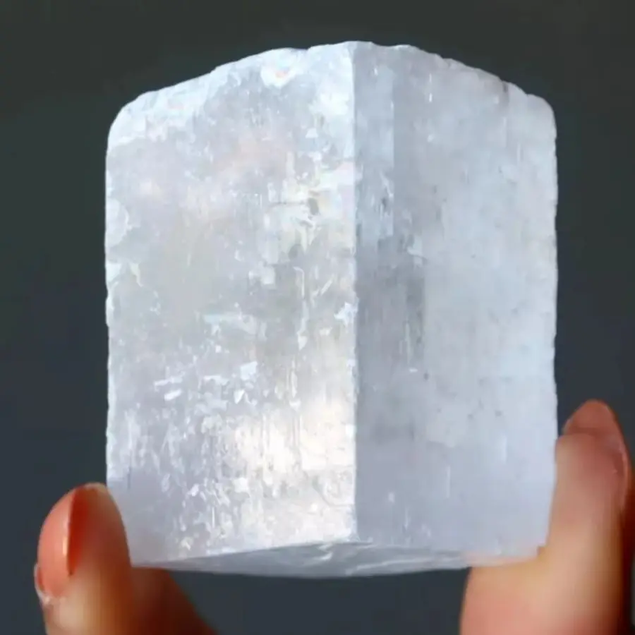 Natural White Calcite Cube Hand Polished Transparent Optical Calcite Crystal Minerals Specimen Reiki Healing and Home Decor