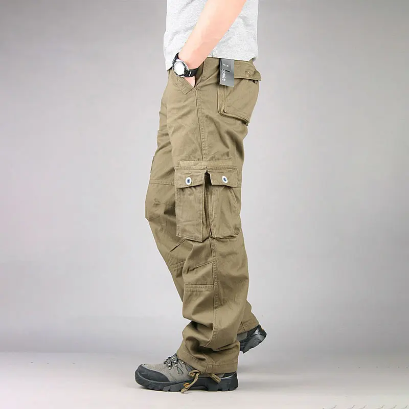 Spring Autumn Men\'s Cargo Pants Cotton Casual Long Trousers New Plus Multi Pocket Pantalon Homme Men Fashion Tactical Pants Men