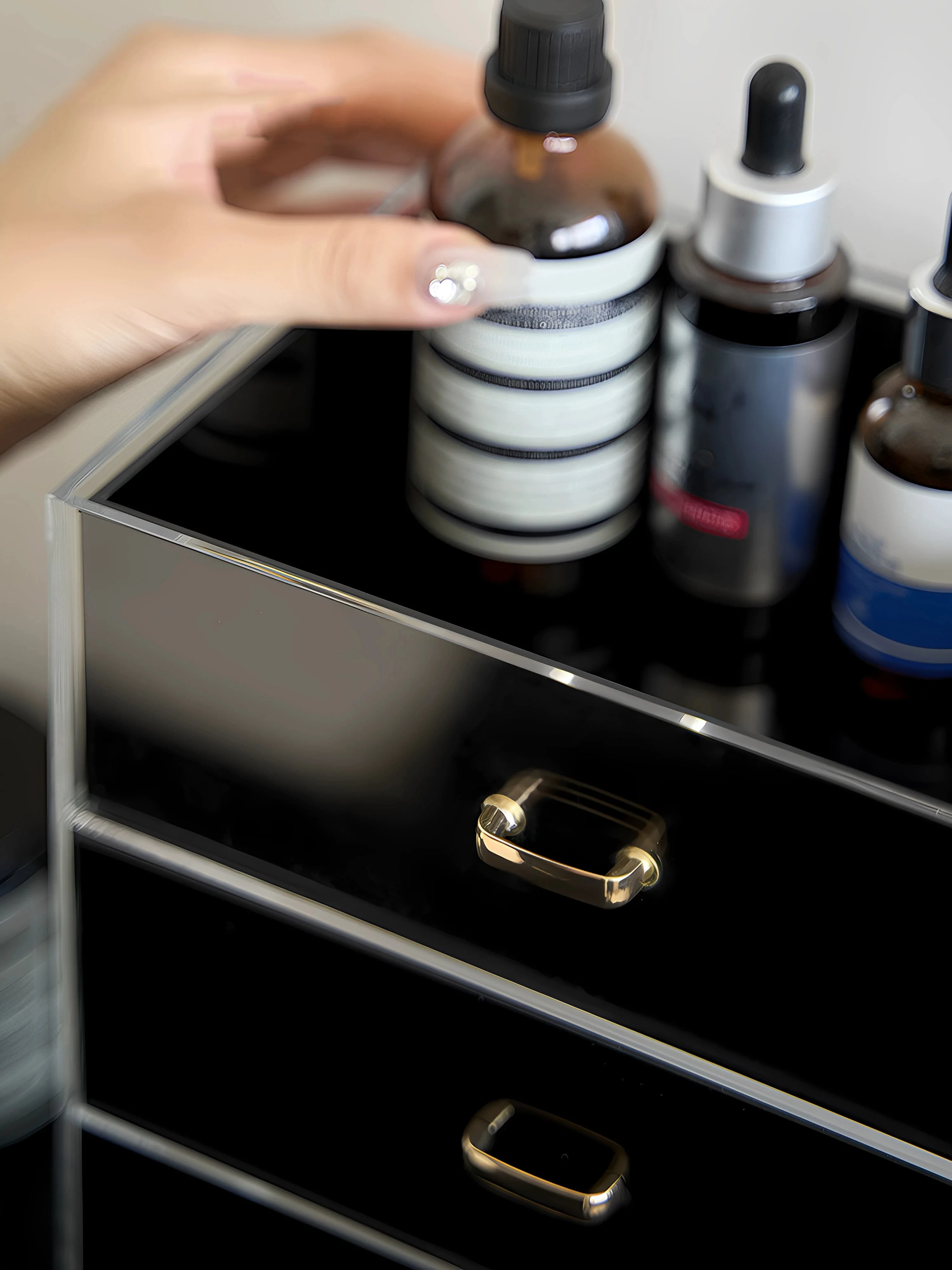 Luxury-Style Acrylic Storage Rack Female Dormitory Bedroom  Lipstick Cosmetics Separate Storage Box Art Desktop Storage Drawer