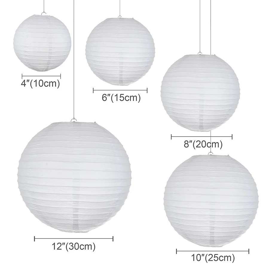 30/50/60pcs Mix Size Wedding Decoration Lantern Elegant White Chinese Paper Lanterns Ball Lampion Hanging Lampshade Party Supply