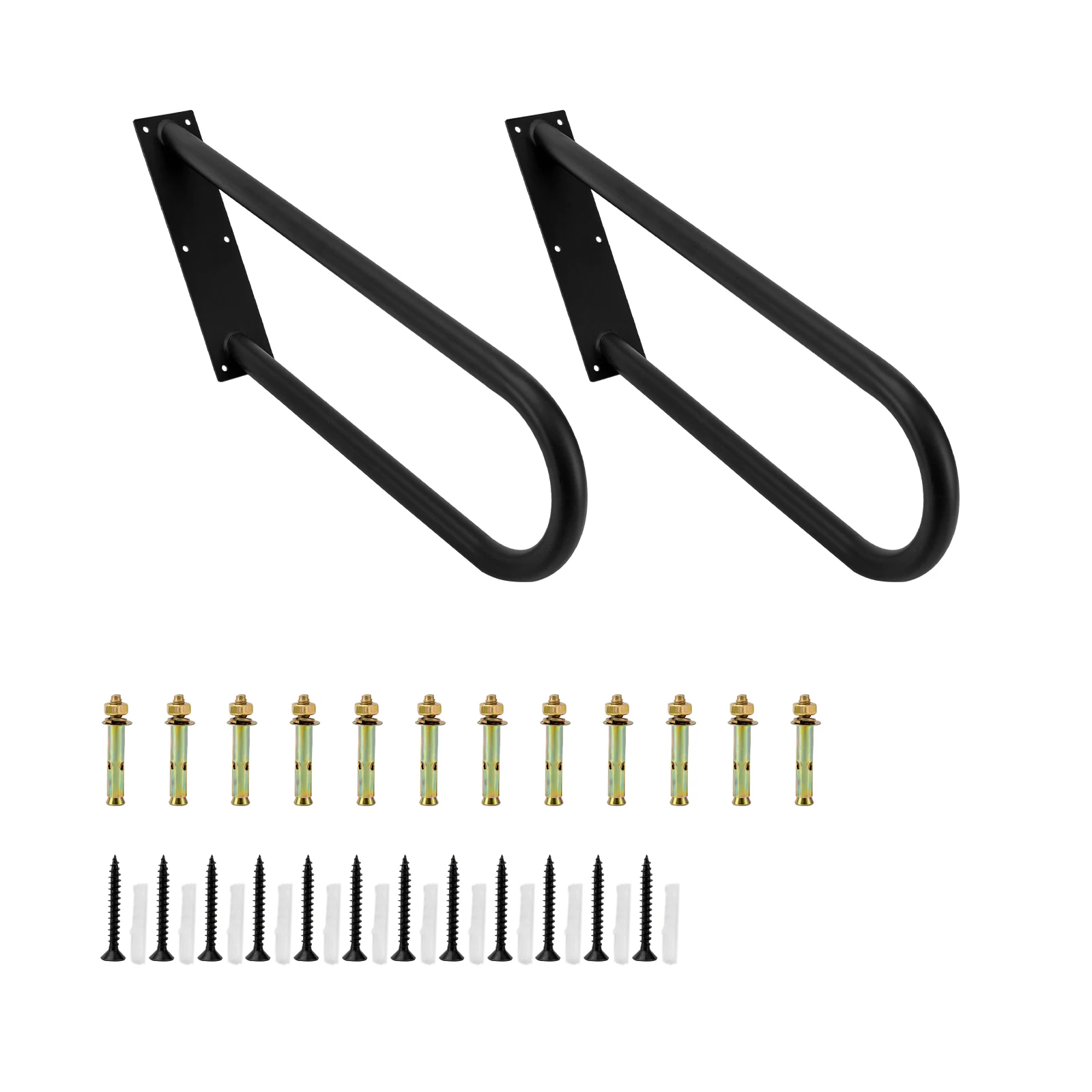 Corrimano per scale da esterno in confezione da 2, ferro a forma di U, trazione massima di 220 libbre, vernice nano per cottura, supporto a parete per 1-3 gradini