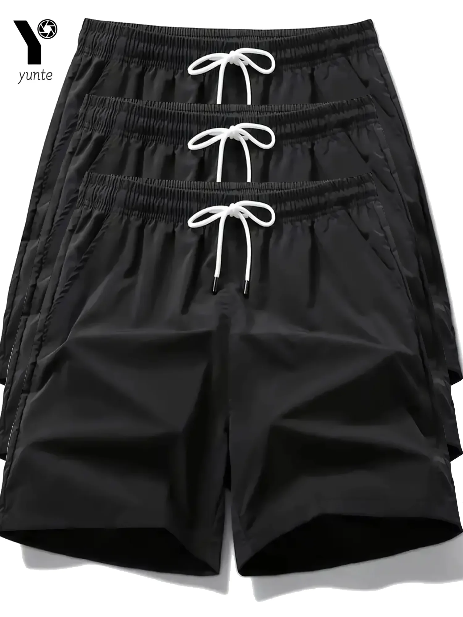 

Men's Quick Drying Sports Shorts 3-Pack Casual Loose Elastic Belt with Drawstring Lightweight Suitable for Running and Training