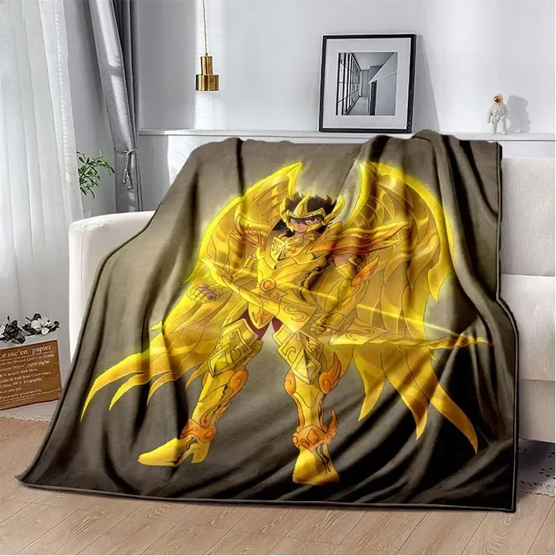 3D Retro Saint Seiya Anime Cartoon Flannel Blanket Soft Cozy Sofa Bed Travel Blanket Child Birthday Gift