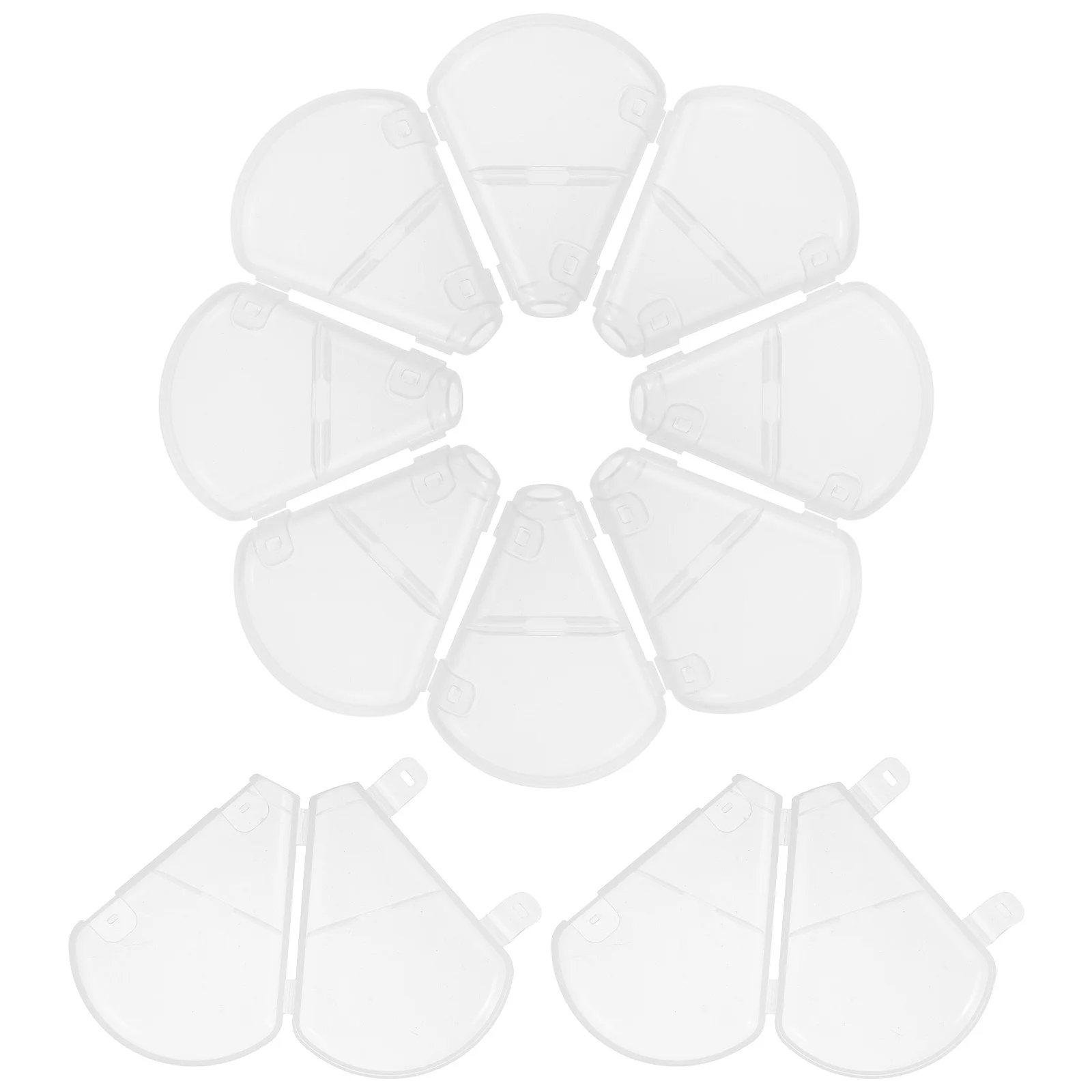 10 szt. Osłonek na pędzle do makijażu, przezroczyste, plastikowe, pyłoszczelne, wodoodporne, w kształcie wachlarza, łatwe do czyszczenia, wielofunkcyjne.