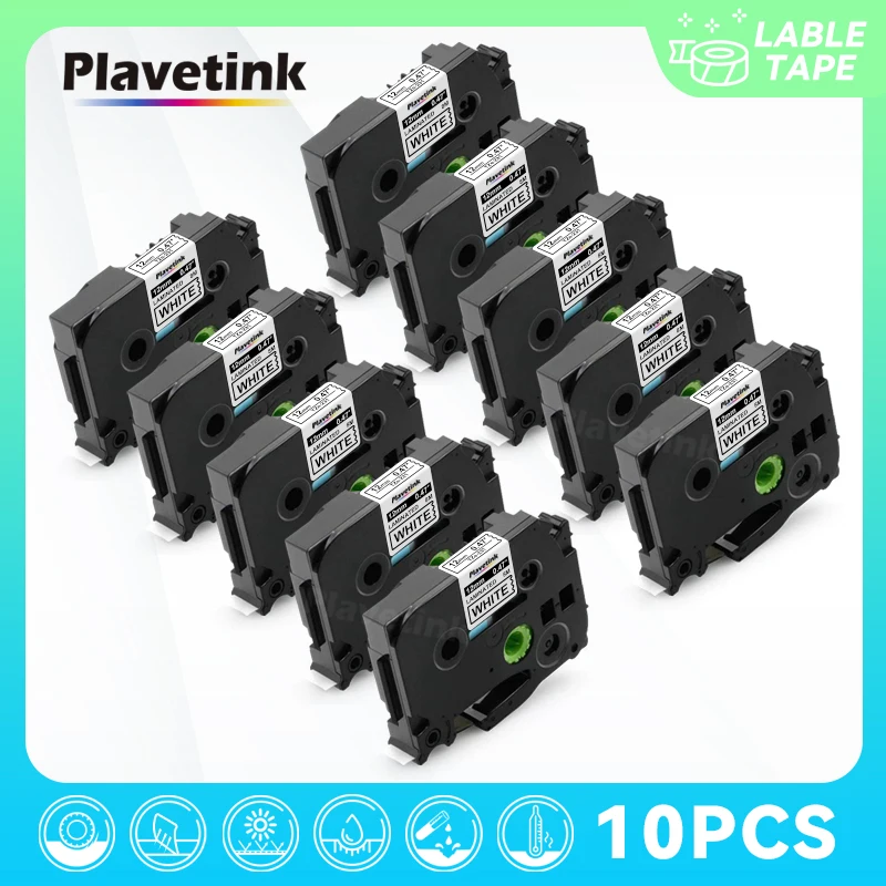 

PLAVETINK 10x TZe-231 TZe-131 TZe-631 Laminated Label Tape Compatible for Brother P-touch H110 D210 H200 E1000pro Label Printer