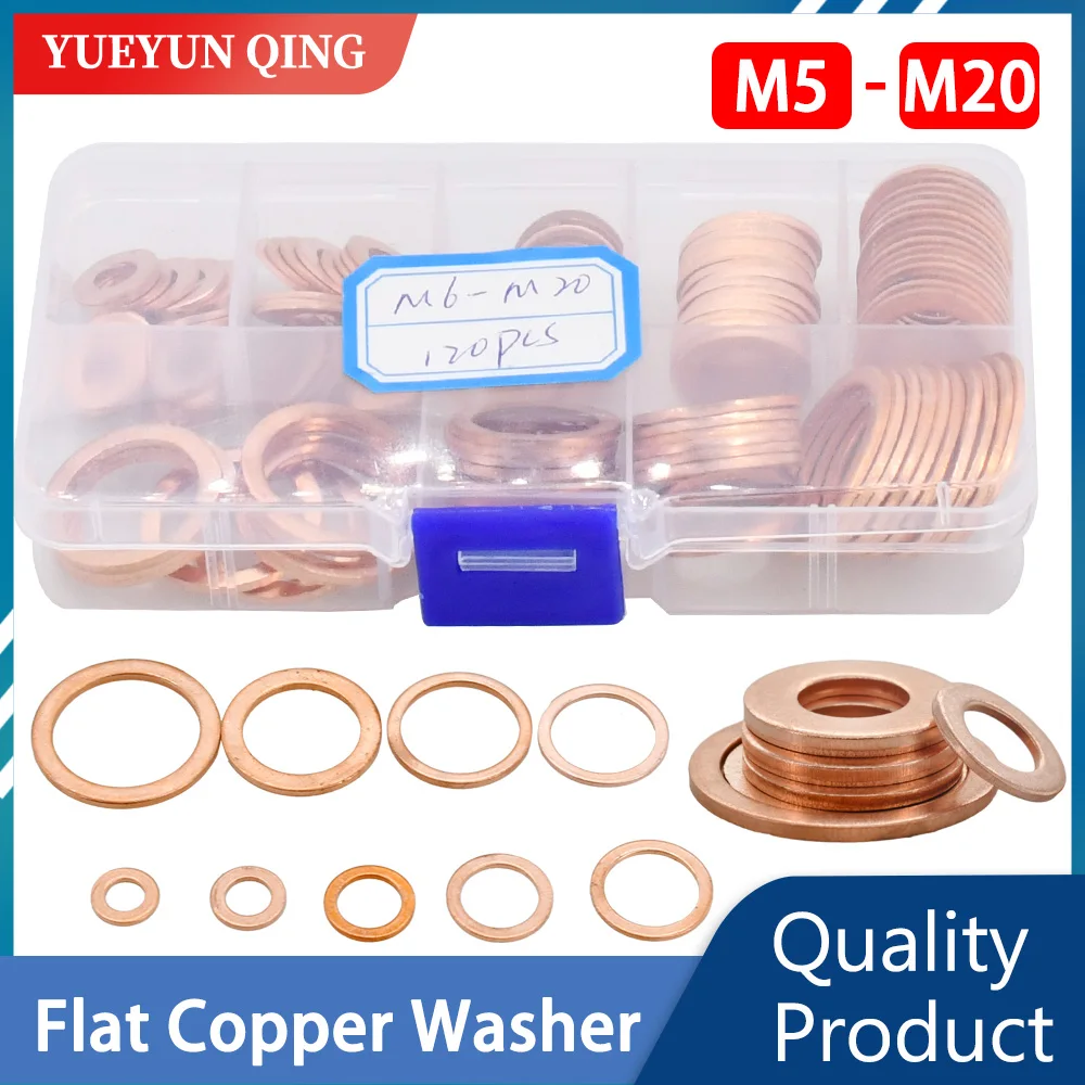 Sump Plugs Copper Washer Oil Seal Oring Gasket Solid Sealing Spacers Motorcycle Flat Washers Kit M5 M6 M8 M10 M12 M14 M16 M20