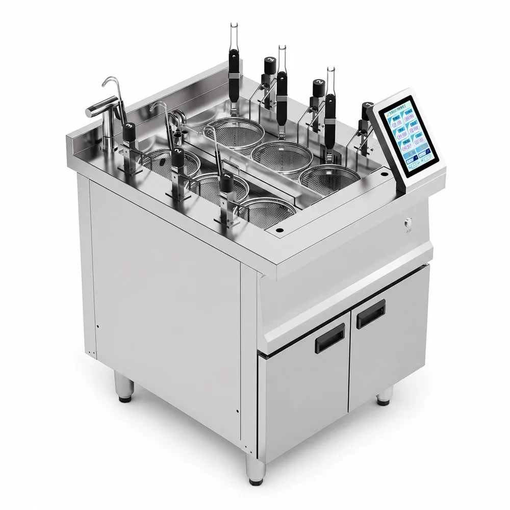 Commercial Induction Noodle Cooker Automatic Lift Stainless Steel Pasta Boiler Timer 1 Year Warranty For Restaurant Kitchen