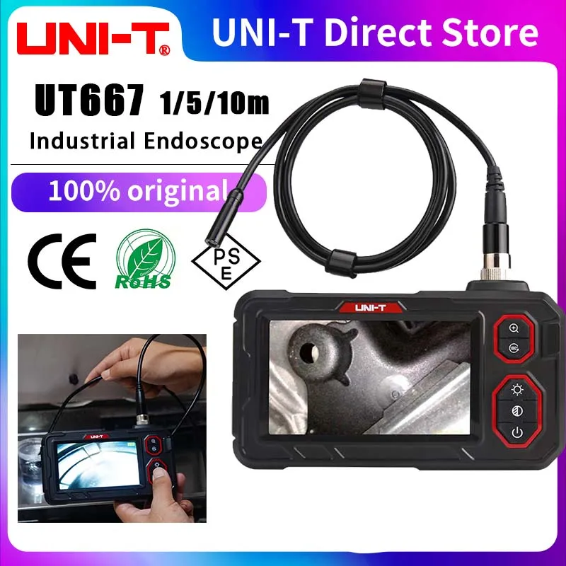 

UNI-T UT667 Industrial Endoscope 4.3 Inch IPS LCD Screen Professional Industrial Endoscope Camera Inspection 1M 5M 10M Tube