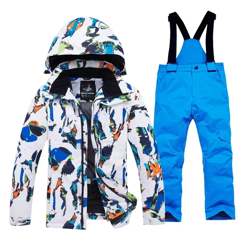 Ski Tragen Kinder Winter Ski Anzug Verdicken Warme Jungen Mädchen Ski Jacke und Hosen Wasserdichte Schnee Skifahren Ausrüstung Snowboard Mantel