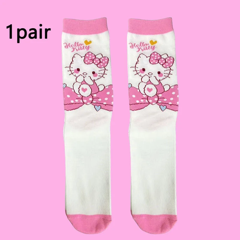 Hello Kitty Socken aus reiner Baumwolle, knöchelhoch, 1/5 Paar im Pack, weiches und niedliches Cartoon-Muster, hautfreundliches und atmungsaktives Socken-Set für