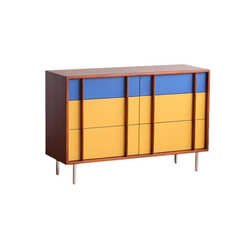Medieval style six-barrel cabinet color matching bedroom bedside living room storage function comparison