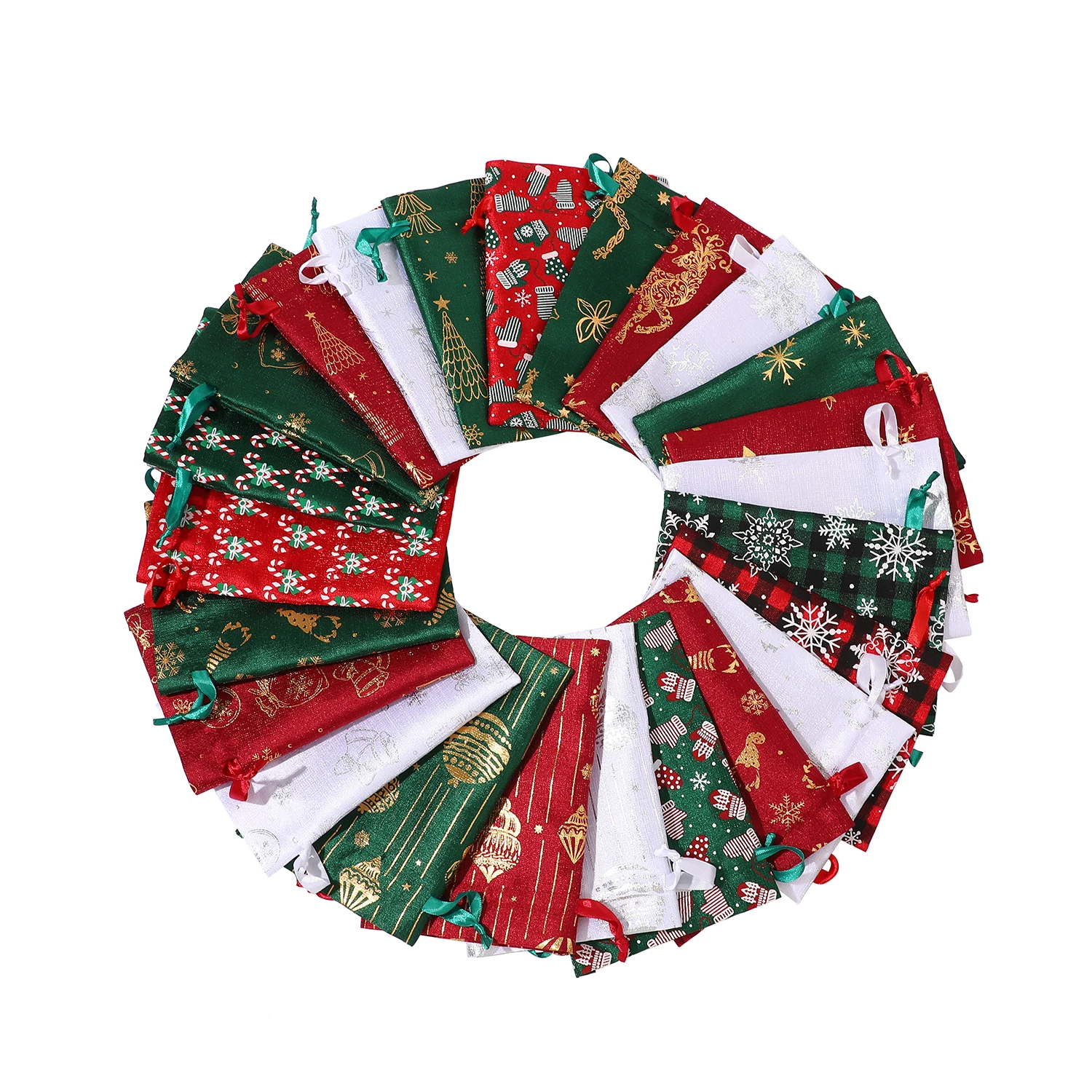 

Новинка 2026 года, 15x20 см, 20 × 30 см, 30 × 40 см, 5 шт., рождественские сумки из бамбука с золотым тиснением, коробка в канун Рождества, детские подарки, настраиваемый логотип