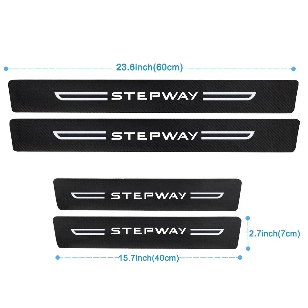 Carbon Fiber Car Front Door Rear Trunk Threshold Protective Sticker Accessories for DACIA Stepway Logo