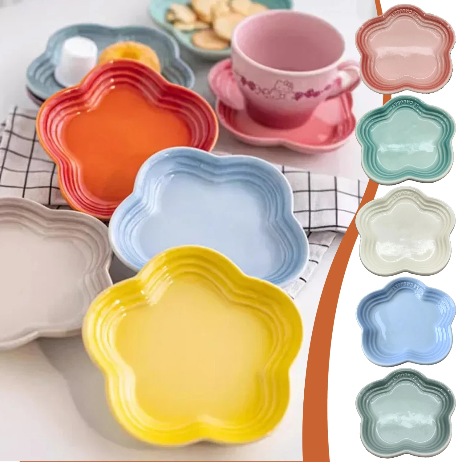 

5.5in Plum Blossom Small Plate Bowl Pet Plates Sauce Flower Shaped Plate Pet Gradient Bone Spitting Tableware Plum Blossom Dish