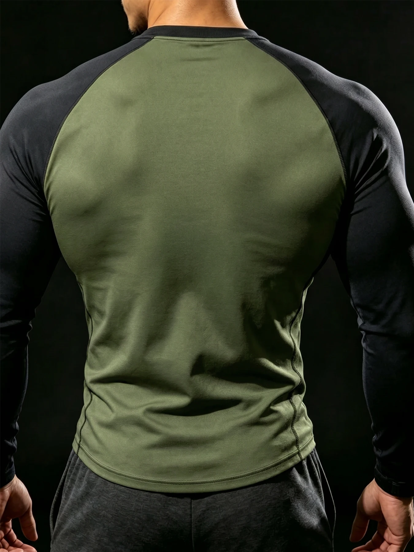 Core Daily Title: Men Raglan Long Sleeve T Shirt Stretch Wrinkle Free Knit Fabric Rib Cuffs Crew Neck Colorblock Casual Tees