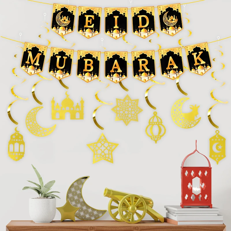 

EID Mubarak Banner Ramadan Kareem Decoration Wall Hanging Flag DIY Making Ramadan Party Supplies Islam Muslim Home Decoration