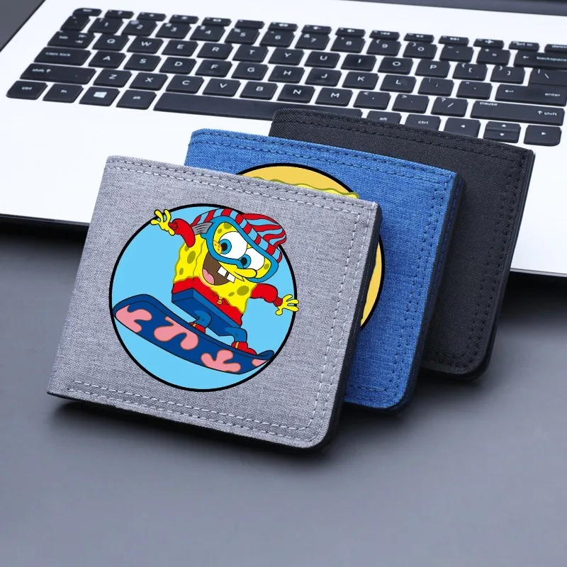 

SpongeBob SquarePants Wallet Men Cartoon Anime Pattern Printed Wallets Portable Unisex Cute Creative Purses Birthday Party Gifts