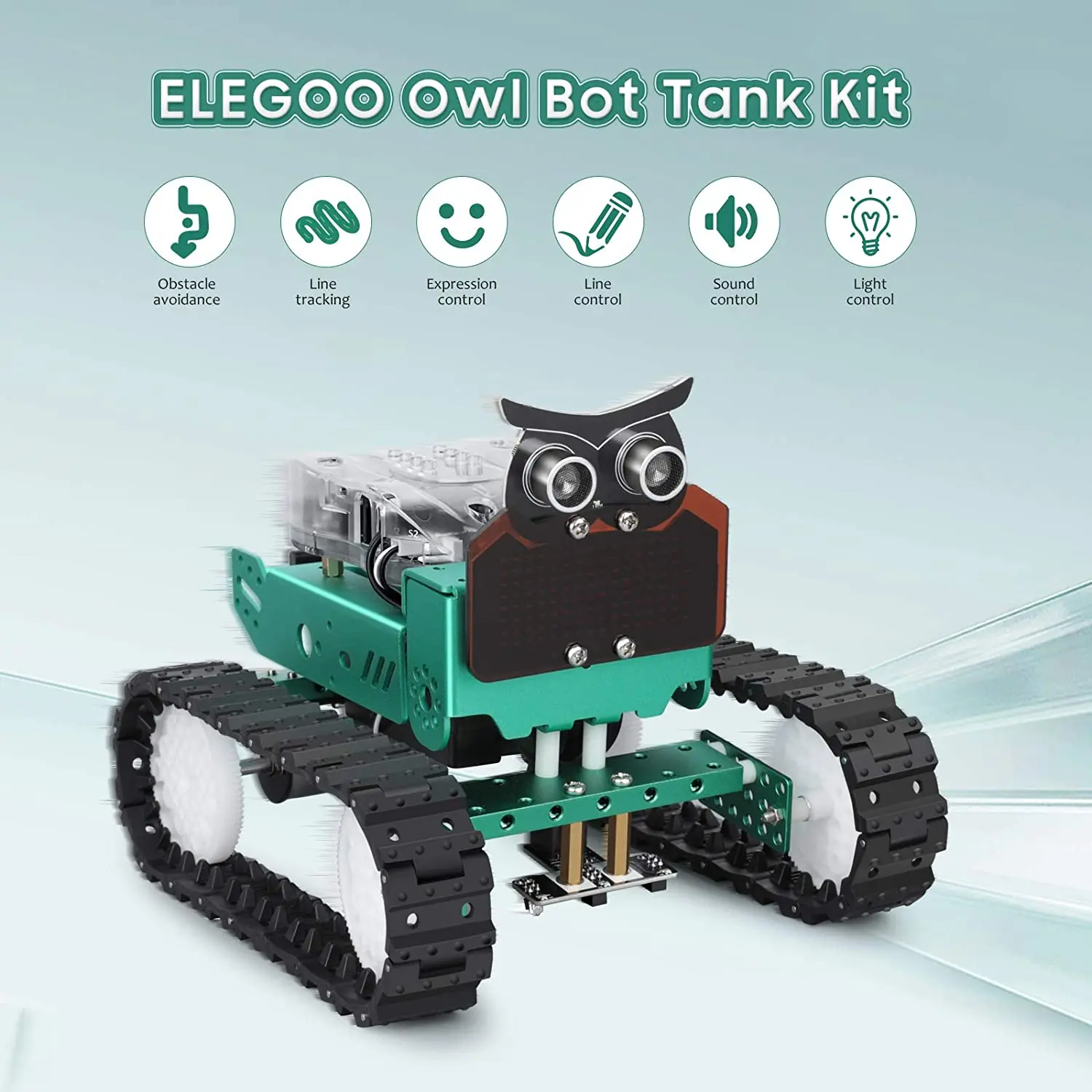 ELEGOO Owl Smart Robotic Car Kit V2.0 with Nano V4,Line Tracking Module,Infrared Photoelectric/Ultrasonic Sensor,Arduino Toy Car