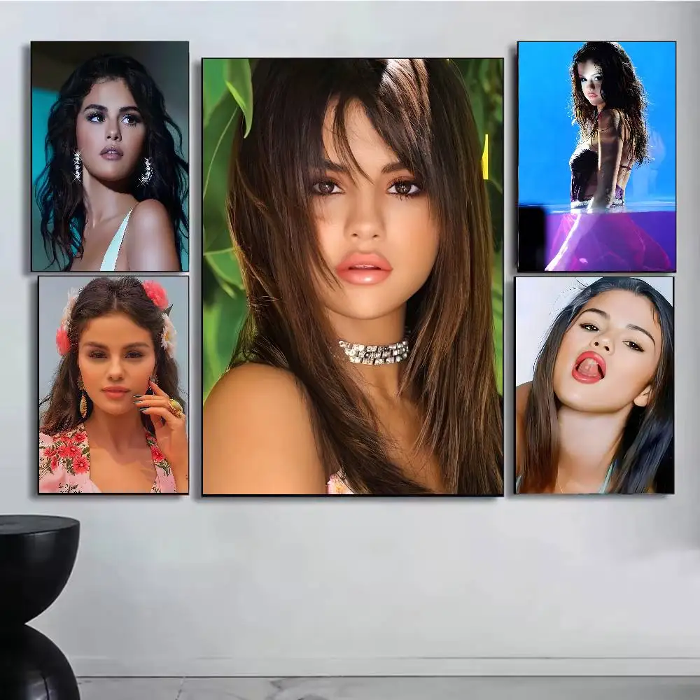 المغني S-Selena Gomez ملصق فني ذاتي اللصق ملصق مضاد للمياه مقهى غرفة النوم جدار ديكور