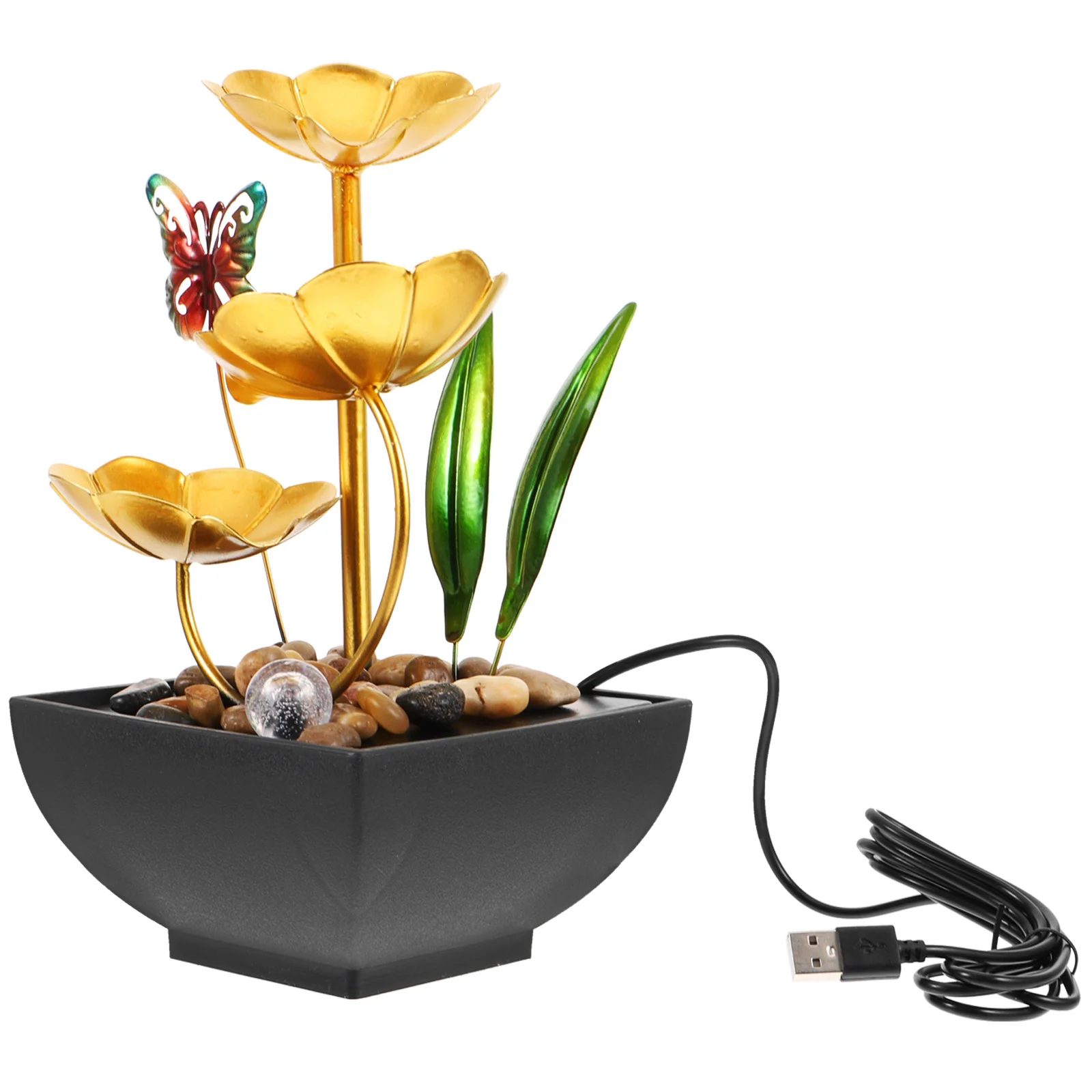 

Mini Tabletop Fountain for Desk Metal Indoor Water Fountain Decor Living Room Office Home Decoration Relaxation Waterfall Art