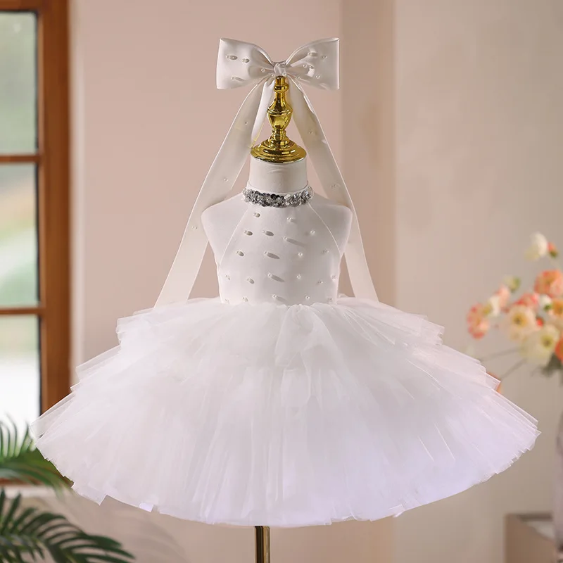 

New Children Birthday Baptism Princess Ball Gown Girls Cute Wedding Party Performance Dress g342