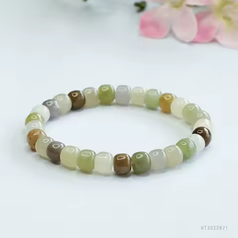 Natural Stone Hetian Jade Bracelet Duobao Sugar Jade Qingshui Old Bead Hand String Women's Lucky Jewelry For Women's Luxury Gift