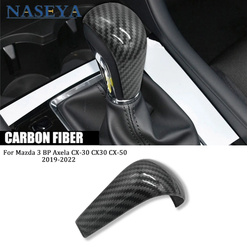 ABS Composite Carbon Fiber For Mazda 3 BP Axela CX-30 CX30 CX-50 2019 2020 2021 2022 Car Gear Shift Knob Gear Head Cover