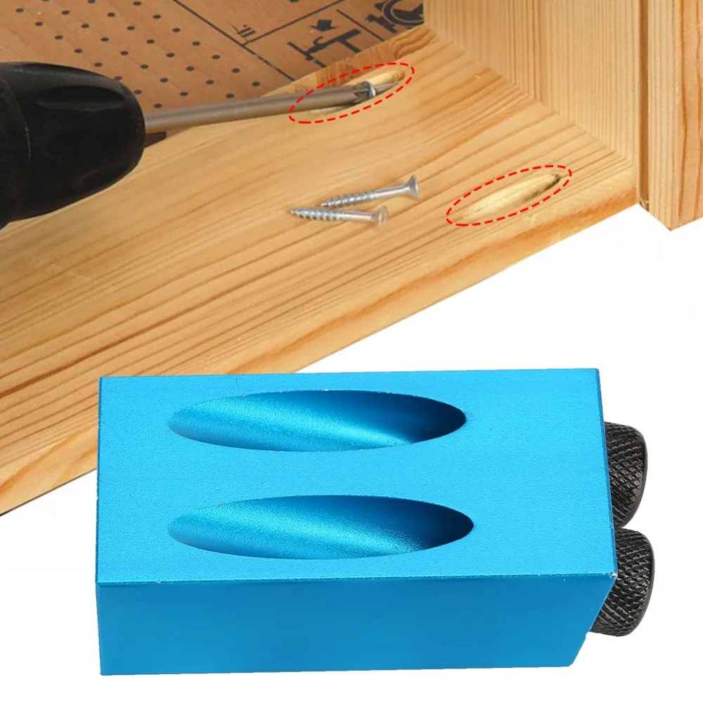 15 Degree Pocket Hole Jig Kit Blue Color Drive Adapter Woodwork Guide Locator Clip Included 6/8/10mm Oblique Hole Positioner