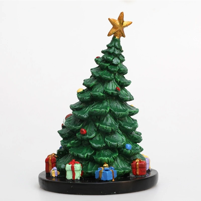 Christmas Spirits Resin Miniature Christmas Tree Figurine for Office Homes