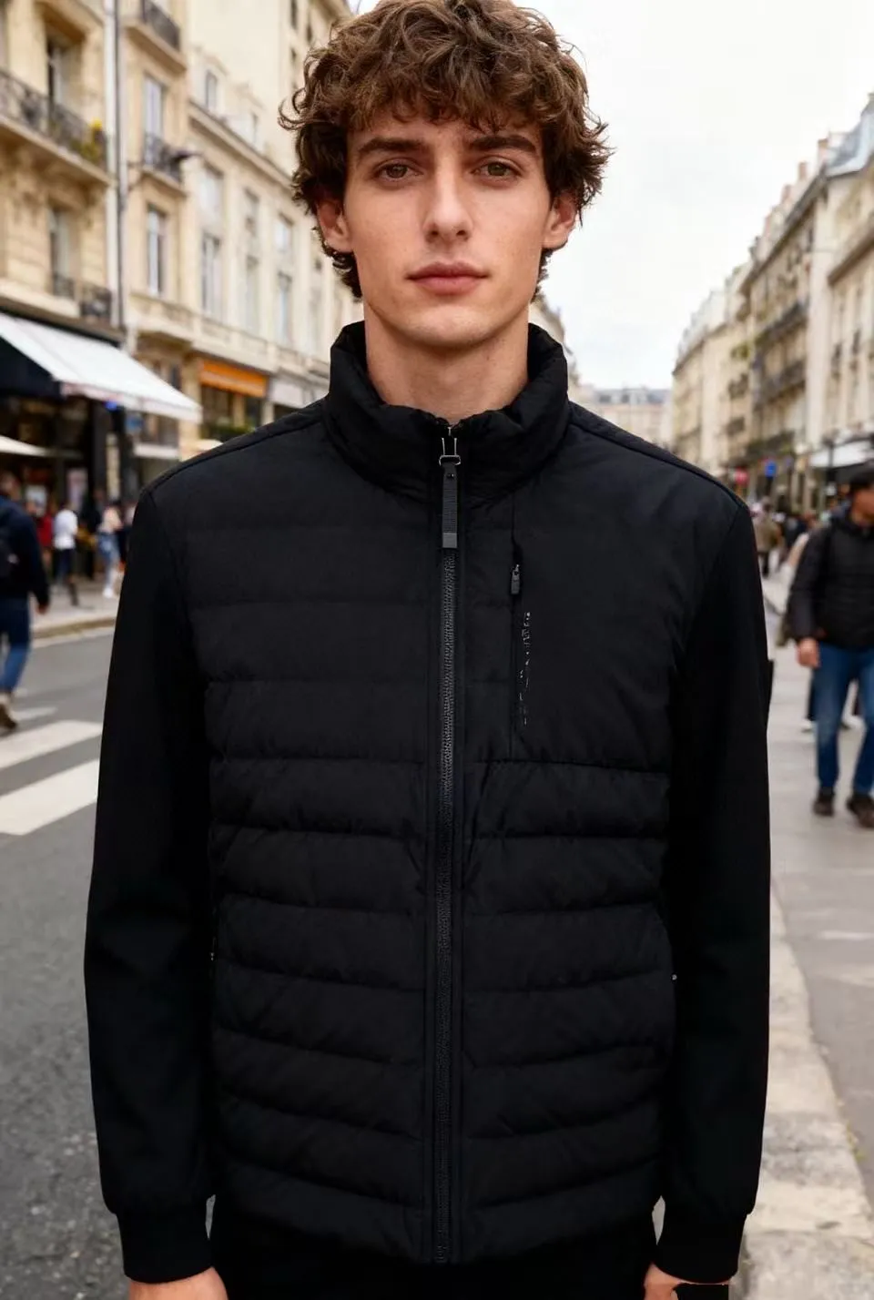 

Italian Sle Men's Knitted down Jaet White Du Feather Warm Outerwear Stand Collar No Hat Luxury Lightweight Winter Coat