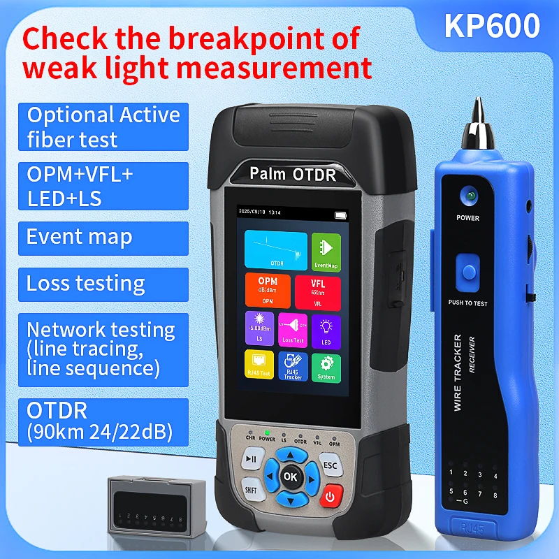 COMPTYCO KP600 OTDR Touch Screen Multi-functional Optical Time Domain Reflectometer Fiber Optic Testing Tool Built-in VFL OPM LS