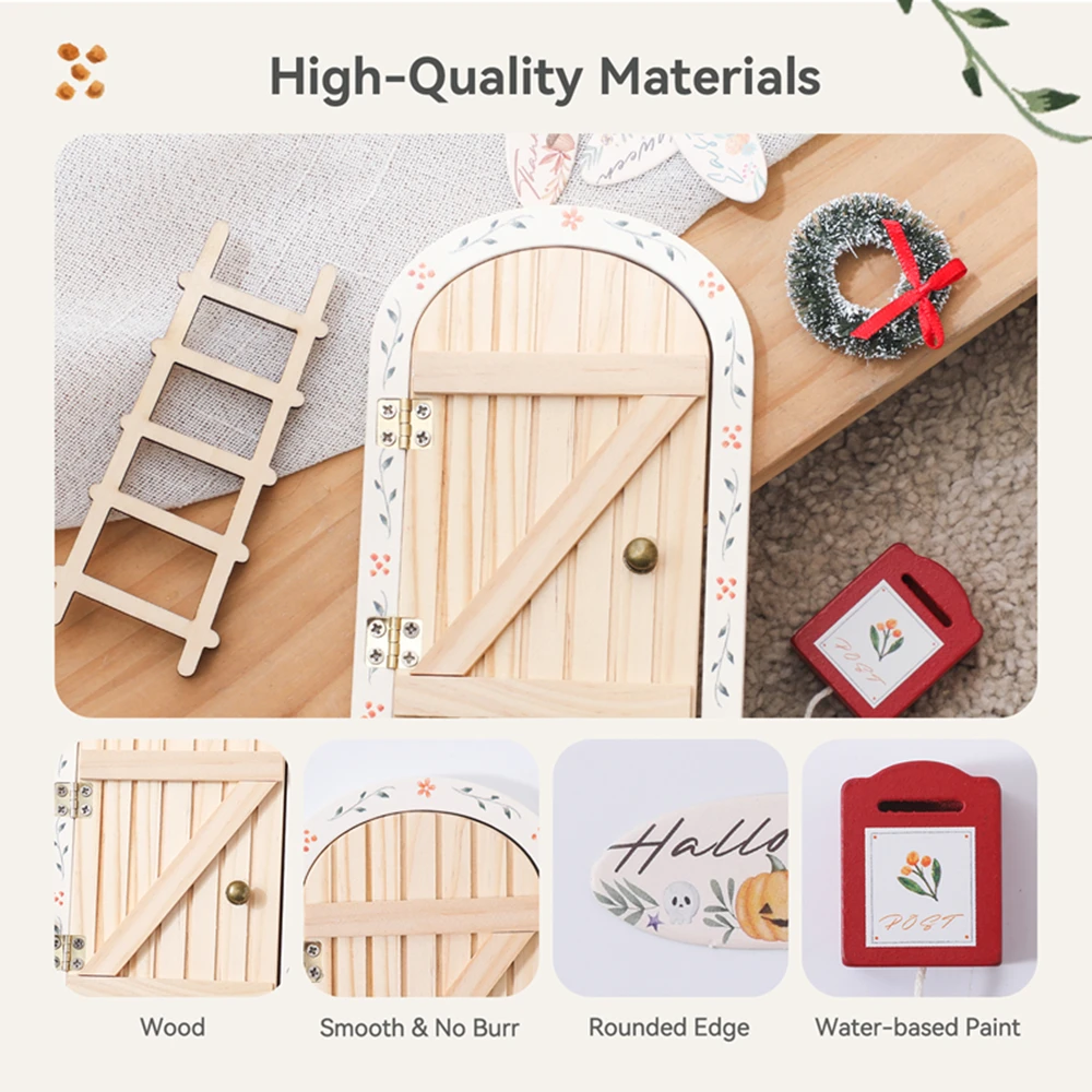 Dollhouse Mini Home Decorations Wooden Fairy Door Baby Room Wall Decoration Miniature Craft Ornaments Yard Art Christmas gift