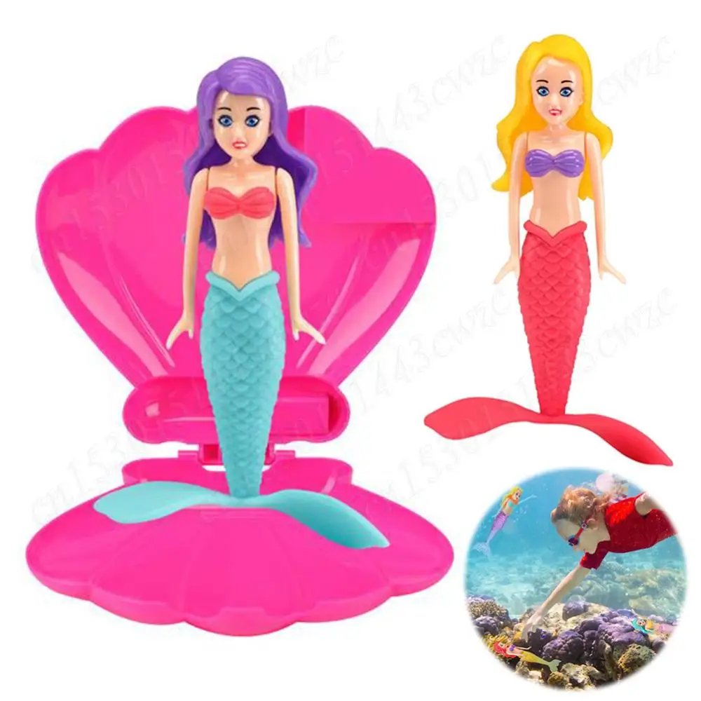 Juegos de jardín para piscina de sirena, juguetes acuáticos para niños, juguetes de baño de sirena de concha abierta automática, accesorios para piscina de agua, 1-4 Uds.
