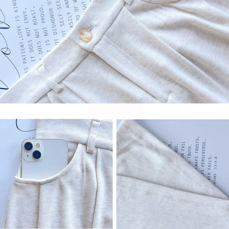 2025 Chic Retro Frauen Hohe Taille Hosen Mädchen Koreanische Bequeme Gerade Bein Hosen Dame Klassische Mode Feste Hosen