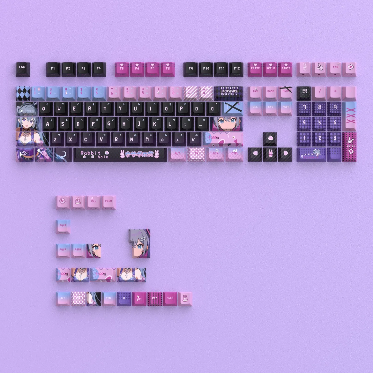 Cherry Profile Side Print Shine Through Keycaps 125 Keys PBT+PC Backlit Set Compatible with Magnetic Switch Mechanical Keyboard