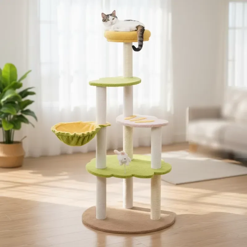 Modern Luxury Sisal Cat Tree for Indoor Cats Large Multi Level Scratching Post Tower Furniture Pet Activity Center Wholesale