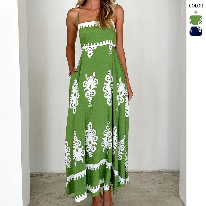 

2026 Summer New Ethnic Style Slim Fit Backless Strap Dress For Women