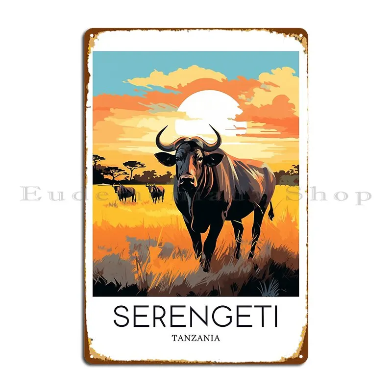 A Pop Art Travel Print Of The Serengeti National Park Tanzania Metal Plaque Poster Printing Vintage Print Create Tin Sign Poster