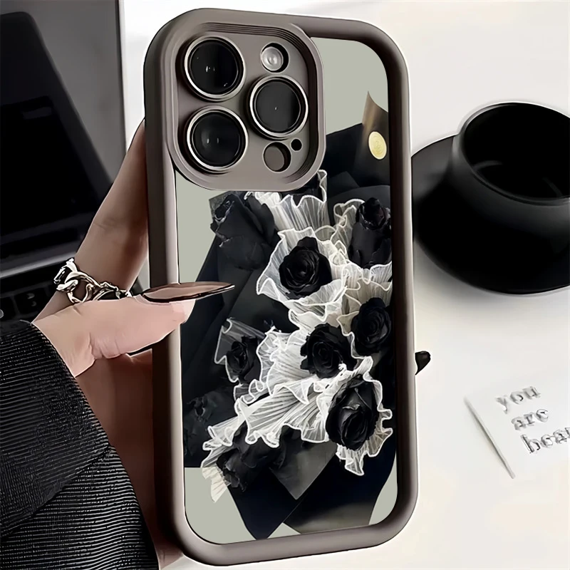 Custodia in Silicone Black Rose Lotus Flower per Xiaomi Redmi Note 13 custodie Redmi Note 12 Pro Plus 12S 11S 11 10S 10 Redmi 12 13C Cover